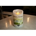thumbnail image 3 of "Happy Camper" (Olive Green) Moving Flame LED Candle - White Wax - Indoor - 3.5" x 5" - Blow "OFF" / Blow "OFF" - Remote Enabled, 3 of 7