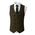 thumbnail image 2 of VBTAPA Men's Double-Breasted Suit Vest Business Casual Tops Herringbone Pattern Waistcoat for Wedding Tuxedos Coffee XXXL, 2 of 7