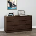 thumbnail image 3 of Prepac Astrid 6 Drawer Wooden Double Dresser, 15.5" x 47.5" x 26.85", Espresso, 3 of 11