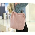 thumbnail image 3 of Sonducket Bolso de mano de pana para mujer, bolso de hombro ligero, bolsas de compras de gran capacidad, almacenamiento, bolsos informales Retro, Bolsas de mensajero y de hombro Rosa brillante, 3 of 6