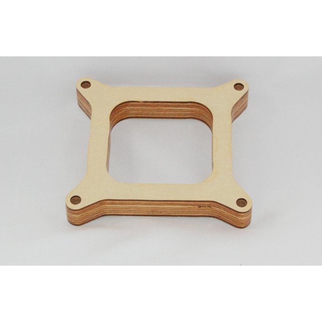 AED/Advanced Engine Design 6170 Carburetor Spacer Fuel System For Use With Holley Standard Flange; With Open Center; 1 Inch Thick; Sealed; Tan; Birchwood; With Jam Nuts/ Spacer/ Studs/ Washers