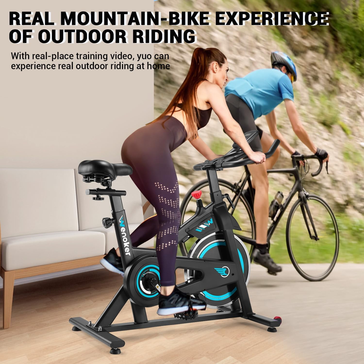 Wenoker Exercise Bike Indoor Cycling Bicycle with Silent Belt Drive, Heavy  Flywheel, Comfortable Seat Cushion and Upgraded LCD Monitor with 300lb Max  Weight - Walmart.com