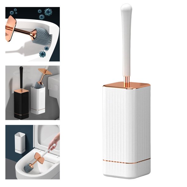 Inteprter Escobilla de baño y soporte compacto de secado rápido sin perforaciones para el hogar del inodoro Suministros de limpieza para el hogar