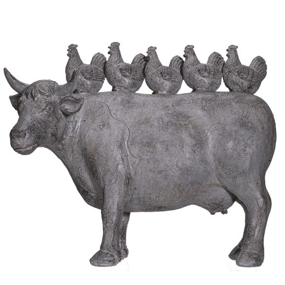 Rustic Decor Barnyard Designs Stacked Chickens on Cattle Cow Figurine 13.5 inches Dining Room Farmhouse Decor