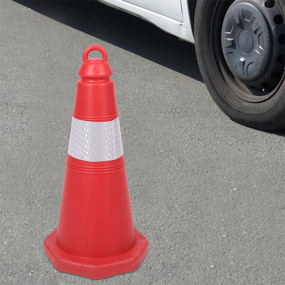 TABLZONE Set of 2 Red Traffic Cones with Reflective Collars for Enhanced Road Safety and Visibility