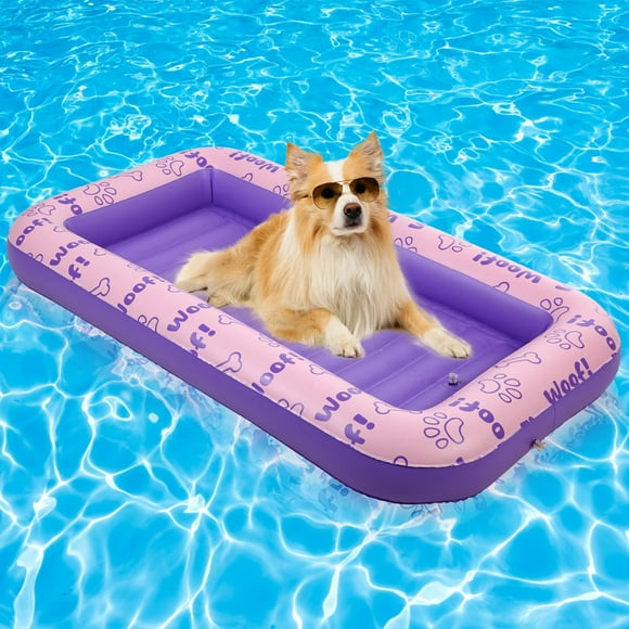 Balsa flotante inflable para perros BINGPET para piscina de verano (rosa)