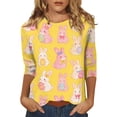 thumbnail image 5 of HAVUITYY Easter Bunny Sweater for Women – Soft 3/4 Sleeve Cotton Pullover with Cute Egg Print, Perfect Spring Going Out Top & Holiday Gift Idea, 5 of 5