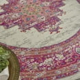 thumbnail image 5 of 8â€™ Round Ivory and Fuchsia Distressed Area Rug, 5 of 8
