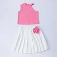 thumbnail image 2 of Toddler Girl Outfit Baby Cotton Sleeveless Top Paired With Embroidered White Pleated Skirt Set Kids Clothes Girls Pink 6 Years-7 Years, 2 of 7