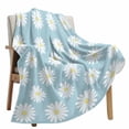 thumbnail image 2 of Fleece Blanket Spring Flower Floral Daisy on Blue Blankets, Soft Cozy Warm Flannel Throw Blanket, Watercolor Botanical Blanket for Bed Couch Sofa,30x40In, 2 of 9