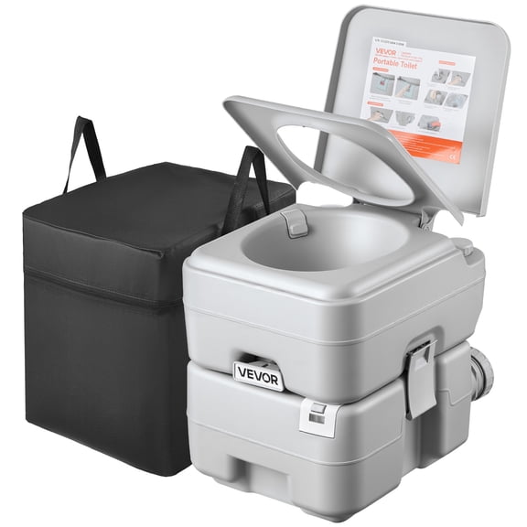 VEVOR Portable Toilet, 5.3 Gallon Detachable Waste Tank, 120 Flushes, Camping Toilet for Adults, Outdoor Travel Potty with Level Indicator, Carry Bag, Suitable for RV Travel, Camping, Hiking, Boating