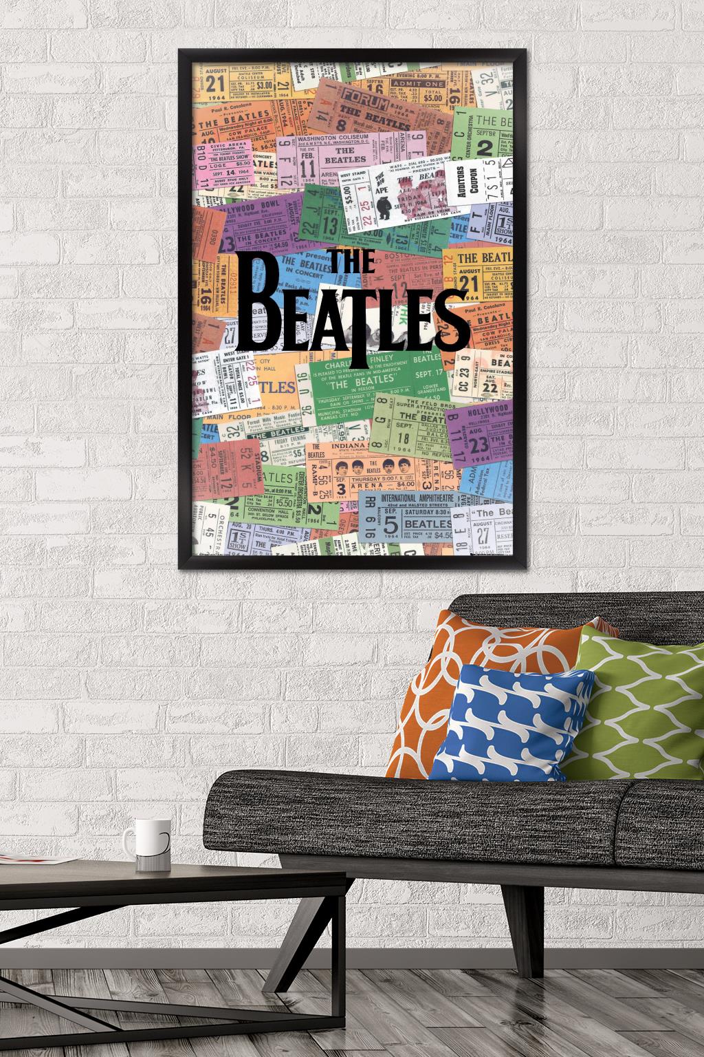 The Beatles - Tickets Wall Poster, 22.375" x 34", Framed