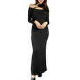 thumbnail image 1 of Jess por Meiko Vestido de Mujer de Manga Larga Off Shoulder con Adorno de Flores Bodycon Maxi Vestido XL Negro, 1 of 6