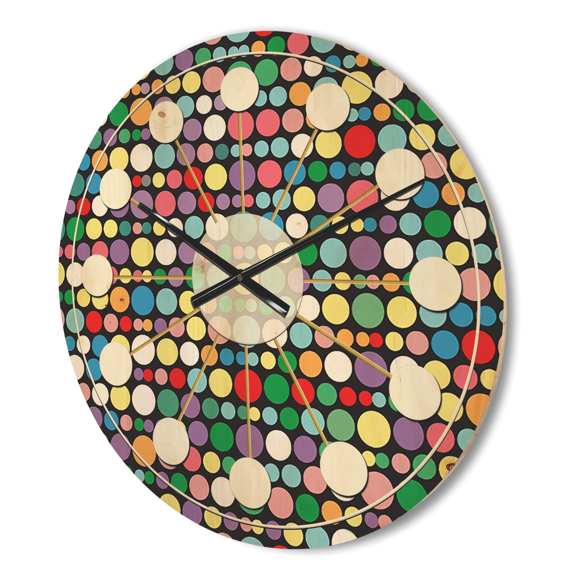 Designart 'Abstract Retro Pattern Design XXI' Mid-Century Modern Wood Wall Clock