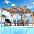 thumbnail image 2 of AECOJOY 12' x 10' Wood Gazebo, Outdoor Heavy Duty Wooden Pergola on Clearance, Patio Lean to Hardtop Awnings, 2 of 7
