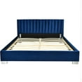 thumbnail image 2 of Costway Upholstered Bed Frame Full Size Modern Platform Bed with Vertical Channel Headboard No Box Spring Needed Navy, 2 of 9
