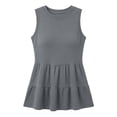 thumbnail image 6 of Women's Summer Vest Casual Loose Sleeveless Tshirt Sundress Ruffle Hem Tank Tops Beach Peplum Tops for Women Gray, 6 of 6