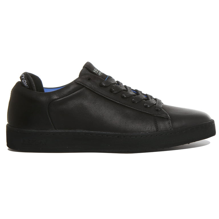 Replay Erik Women's Oiled Leather Lace Up Casual Sneakers In Black Size  12.5 