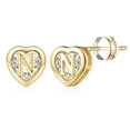 thumbnail image 1 of Fiudx Pendientes con Inicial de Corazón, de Plata de Ley S925, con Detalles de Circonitas, Ideal Como Regalo para Hija, Novia o Nieta, San Valentín, Cumpleaños o Navidad. Tamaño de 6,7 Mm., 1 of 2