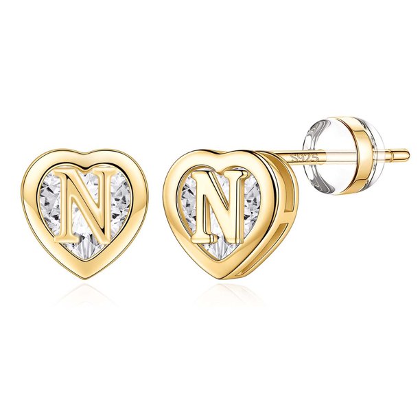 Heart Earrings For Women S925 Studs Earrings Heart Earrings Initial Earrings For Teen Kids Jewelry For Gifts
