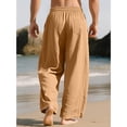 thumbnail image 5 of Men’s Linen Wide Leg Pants Elastic Waist Drawstring | Lightweight Breathable, Loose Fit Full Length Trousers, Big and Tall, Casual Summer Beach Daily Wear, XL, 5 of 7