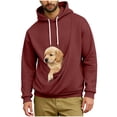 thumbnail image 3 of CCRFTGI Cat Dog Pouch Hoodie Men Oversized Drawstring Hooded Sweatshirt Casual Cozy Pet Carrier Pullover Top with Large Kangaroo Pocket Wine 3XL, 3 of 5