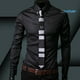thumbnail image 4 of virginia moda hombres Argyle lujo estilo de negocios Slim Fit manga larga Casual vestido camisapangjing, 4 of 4