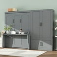 thumbnail image 3 of Runforrrs Queen Murphy Bed Wall Bed with Closet,Gray, 3 of 13