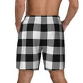 thumbnail image 4 of Uemuo White And Black Plaid Pattern Mens Swim Trunks Quick Dry Board Shorts with Mesh Lining, Stretch Beach Shorts Quick Dry No-Chafing Board Shorts-Small, 4 of 9