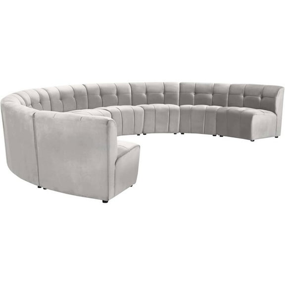 Maklaine 9-Piece Modular Contemporary Velvet Sectional Sofa in Cream