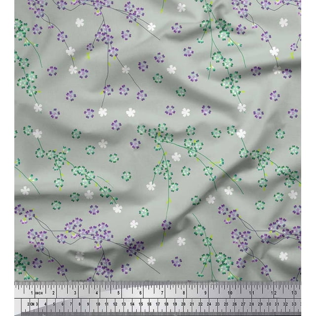 Soimoi Poly Georgette Fabric Flower Artistic Print Fabric by The Yard 52 Inch Wide