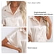 thumbnail image 4 of Blusa de seda satinada para mujer, camisa informal con botones de un solo pecho, manga corta, cuello vuelto, color champán XXL, 4 of 5