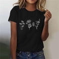 thumbnail image 2 of Tops de Ajuste Suelto para las Mujeres Sudadera Casual Impresa Manga Corta Cuello Redondo Superior, Poliéster, 2 of 4