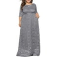 thumbnail image 5 of Eternatastic Womens Floral Lace 2/3 Sleeves Maxi Dress Evening Party Long Dress 4XL Grey, 5 of 5