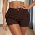 thumbnail image 2 of oqasdz Womens High Waisted Cargo Shorts Button Closure Solid Color Casual Shorts with Stretchy Fit and Functional Side Pockets, 2 of 6