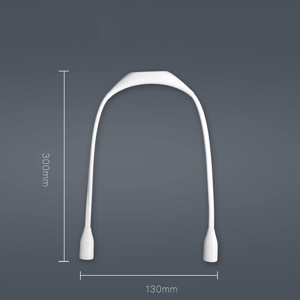 Luz de Lectura LED Flexible, Manos Libres Alrededor del Cuello Luz Nocturna con 3 Niveles de Brillo, Luz de Libro Recargable para Leer en la Cama, Acampar, Coser, Tejer Blanco, 30*13cm ZefeiWu 8390611545802