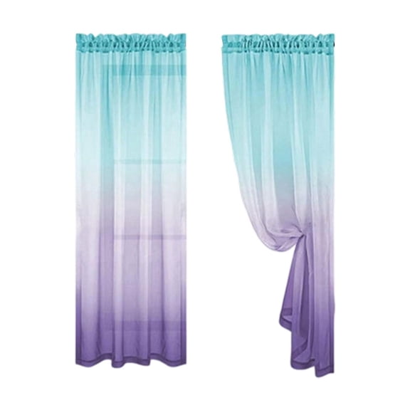 HOARBOEG Mint Green Two-Tone Gradient Ombre Sheer Curtain 132×244cm, Rod Pocket Light Filtering Semi-Sheer Window Panel, Breathable Voile Drapes for Bedroom Living Room Home Decor