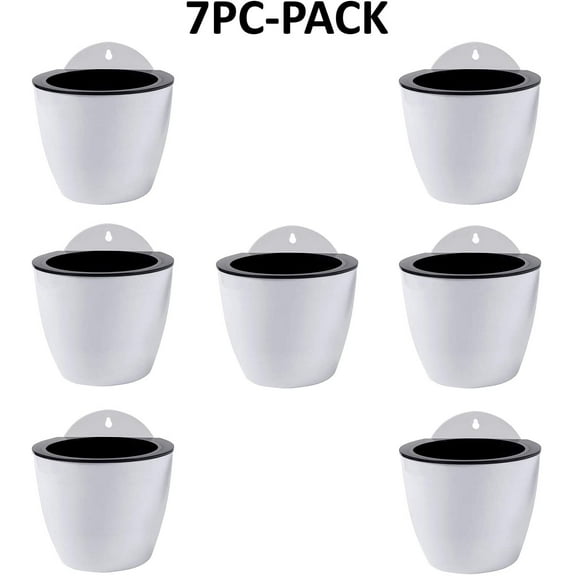 ShoppeWatch Self Watering Wall Planters for Indoor Plants 7 Pack | Outdoor Wall Planters | Medium 5 inch with Hooks PL34