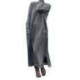thumbnail image 6 of Joernso Women Fall Spring Dress with Pockets Loose Long Sleeves Slit Hem Pure Color Plus Size Knitted Lace Trim Daily Wear Maxi Dress, 6 of 7