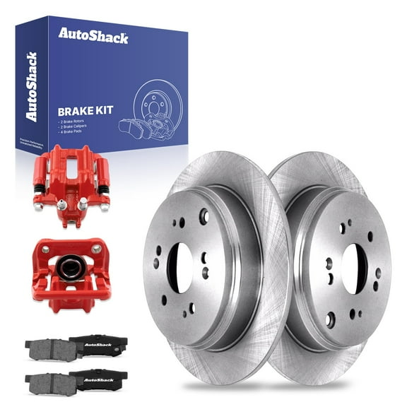 AutoShack Rear Brake Rotors Ceramic Brake Pads Calipers Red | Replacement for 2007-2012 Acura RDX 2.3L AWD | 8-PC Brake Kit