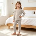 thumbnail image 6 of LEKWK Toddler Boys Girls Pajamas Long Sleeve Loungewear Tops Matching Straight Leg Pants Kids Cotton Sleepwear Fall Casual Home Nightwear 6M-7Y, 6 of 9