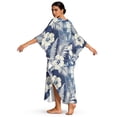 thumbnail image 2 of Xoenoiee Tropical Hibiscus Palm Leaves Print Kaftan Dresses for Women Plus Size Summer Bathing Suit Cover up V Neck Batwing Dress Loose fit Moroccan Caftan Mumu Dresses, 2 of 7