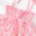 thumbnail image 5 of JUMEYU Baby Dress Newborn Baby Girl Clothes Infant Romper Floral Suspender Dress Ruffle Sleeve Bodysuit Outfit Jumpsuit Headband Spring Summer 0 3 6 9 12 18 24 Months (Pink,3-6 Months), 5 of 5
