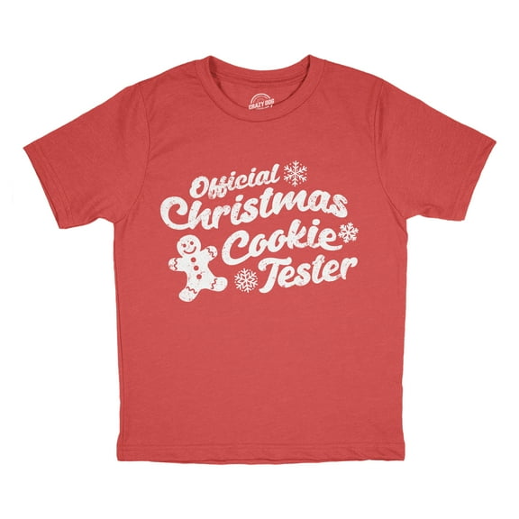 Youth Funny T Shirts Official Christmas Cookie Tester Sarcastic Xmas Graphic Tee for Kids