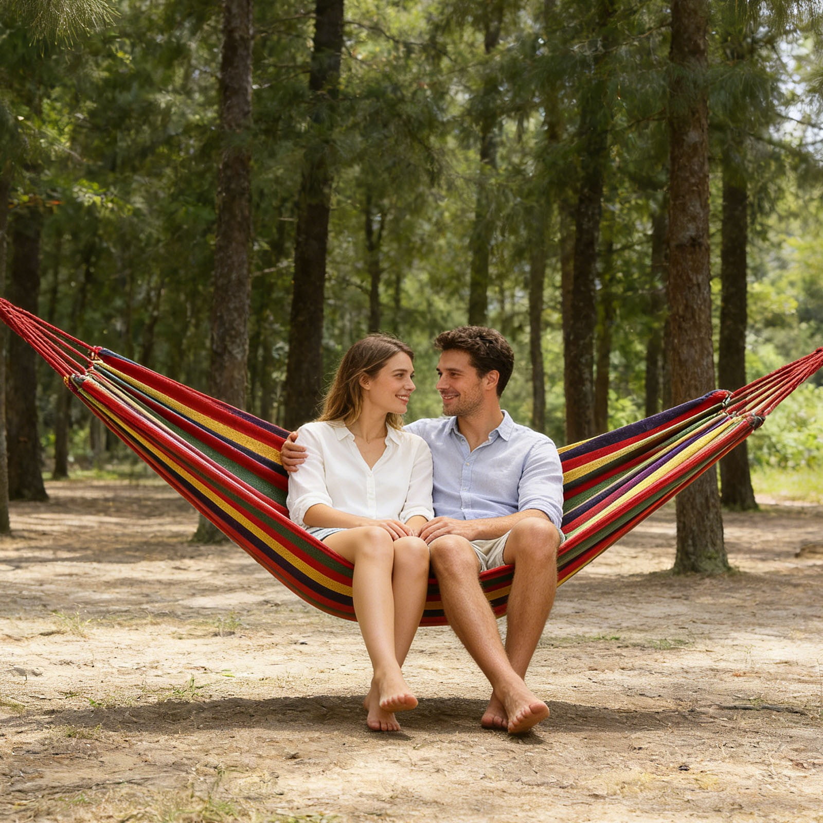 Widened Canvas Hammock Outdoor Swings, 74.8 x 31.5 Inch Heavy Duty Hammock with Breathable Fabric, Portable Relaxation Kit for Balcony Camping Travel for Camping Outdoor Indoor Patio Backyard