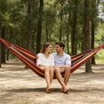 thumbnail image 4 of Outdoor Canvas Hammock Swing Portable Lightweight Striped for Camping Backyard Balcony Relaxation, 4 of 6