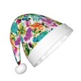 thumbnail image 2 of Balery Watercolor Flowers Pattern Santa Hat Christmas Hat Funny Christmas Hat Christmas Knitted Beanie Hat For Kids, 2 of 6