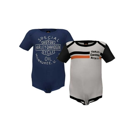 

Harley-Davidson Baby Boys 2-Pack Oil Can Rib Creeper Set - Navy/Cream (0/3M) Harley Davidson