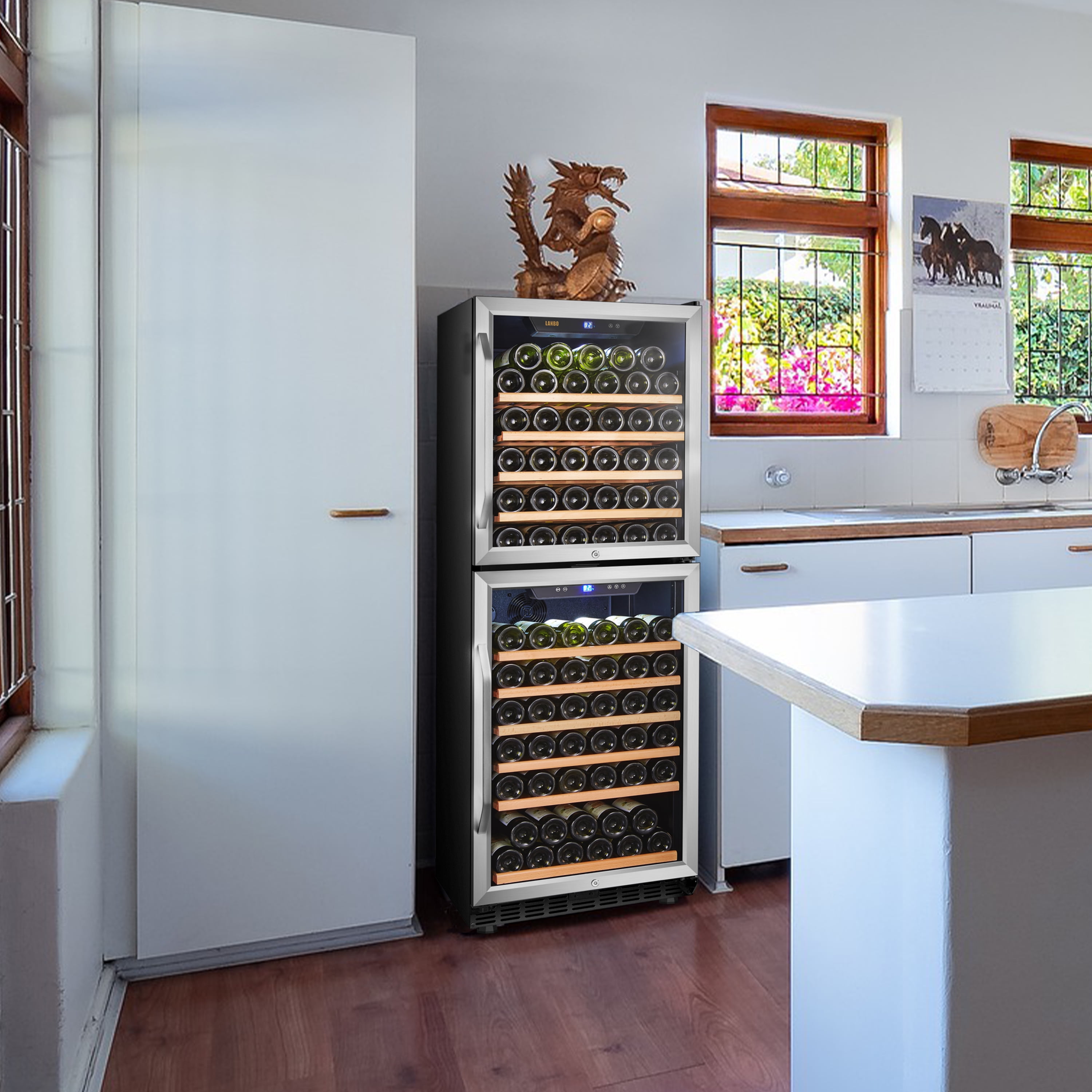 Lanbo 130 Bottle Built-in Dual Zone Wine Refrigerator 24 inch Width