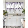 thumbnail image 4 of Purple Eucalyptus Leaves Swag Kitchen Curtains Sets for Windows 24 Inch Length, Summer Watercolor Leaf Short Window Curtain Panels Swags Valances and Tiers 3 Piece Set for Cafe/Dining Room, 4 of 5